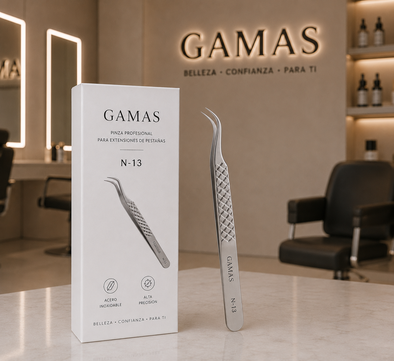 Pinza Profesional para Extensiones de Pestañas GAMAS