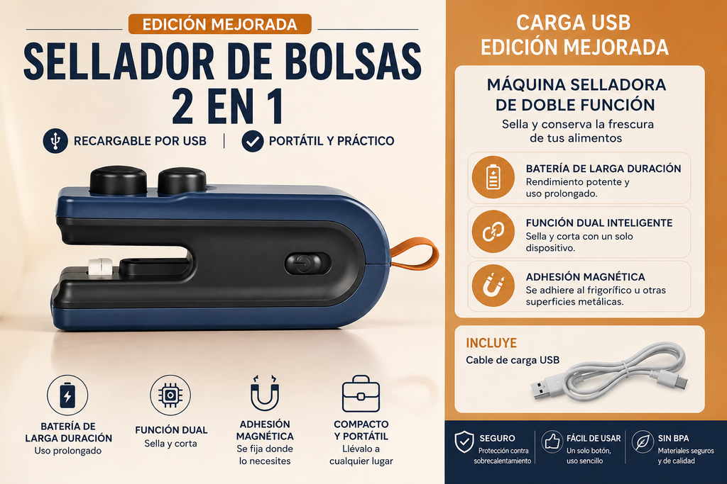 Sellador de Bolsas USB 2 en 1